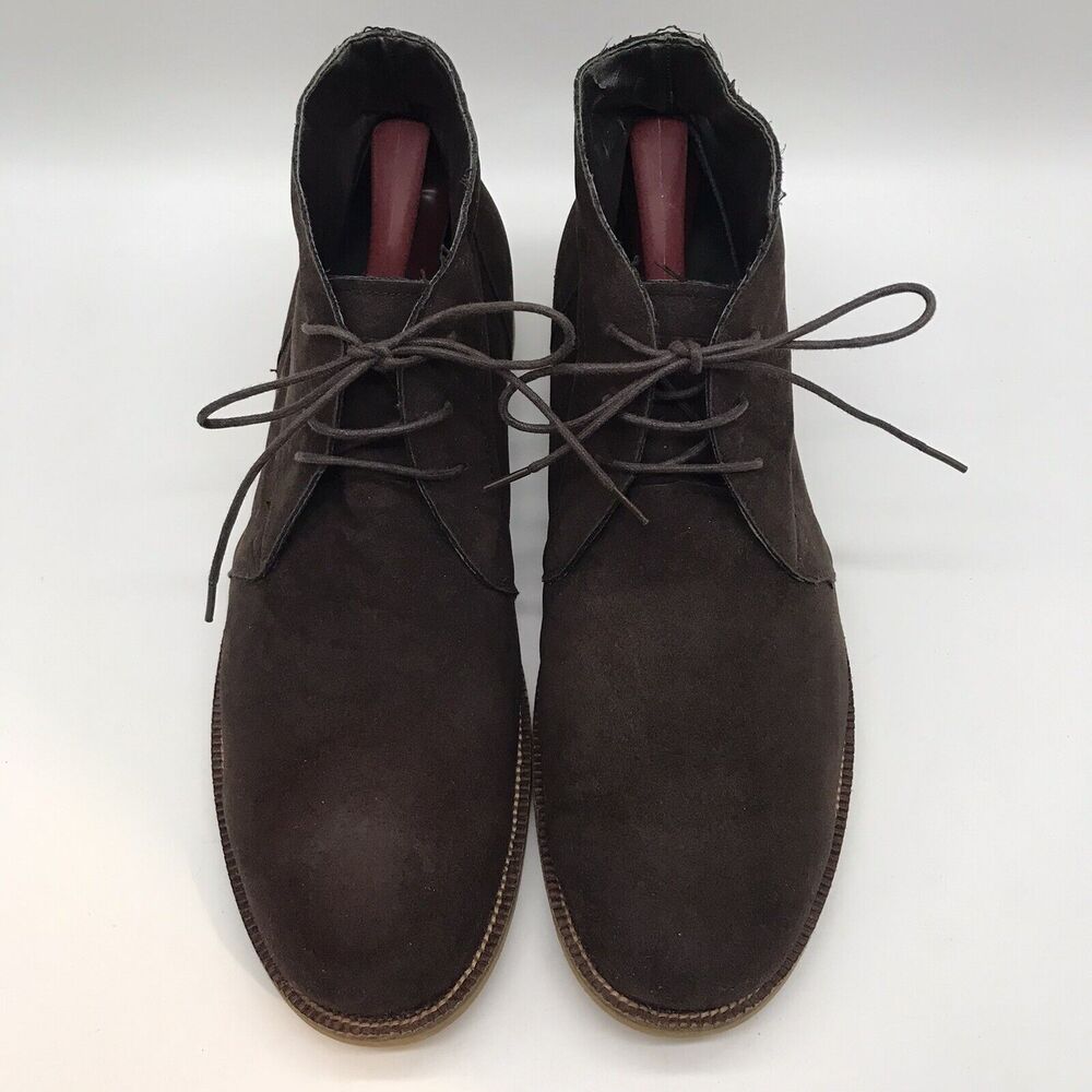 Guess Brown Faux Suede Leather Chukka Boots Men's 12 Lace Up Mid Top Ankle Shoes - Picture 5 of 11